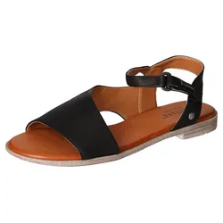 Sandale MUSTANG SHOES, Damen, Gr. 42, schwarz, Lederimitat, casual, Schuhe, Sommerschuh, Sandalette, Riemchensandale in asymmetrischer Form
