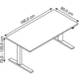 Hammerbacher XMKA16 elektrisch höhenverstellbarer Schreibtisch beton rechteckig, C-Fuß-Gestell weiß 160,0 x 80,0 cm