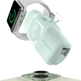 wozinsky Mini-Powerbank mit integriertem USB-C-Kabel und Apple Watch Ladegerät 5000 mAh 15 W Grün