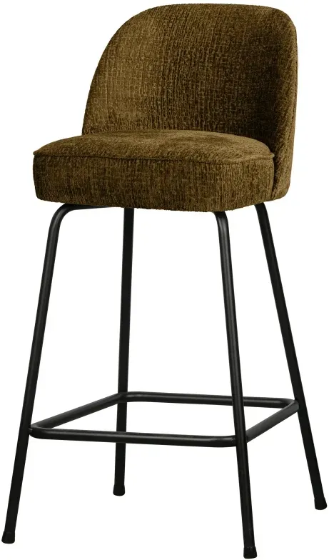 Barhocker Vogue aus Struktursamt, modern gepolstert, 65 cm, Braun Brass, Metallgestell