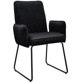 Svita ALBA 2er Set Esszimmerstühle Armlehnstuhl Polsterstuhl Stoffbezug Schwarz