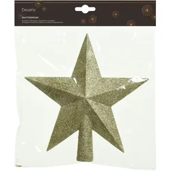 Decoris Christbaumspitze Stern mit Glitzer 19cm Kunststoff, hellgold