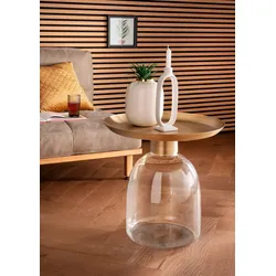 Beistelltisch PAROLI, transparent (transp, glas, messing), B:50cm H:50cm T:50cm, Tische