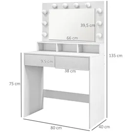 Homcom Schminktisch-80L x 40B x 135H cm-Weiß | Gr.: onesize