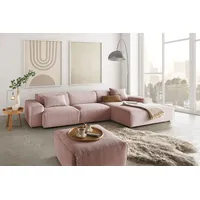 KAWOLA Sofa RANI Ecksofa Cord rosa Recamiere rechts