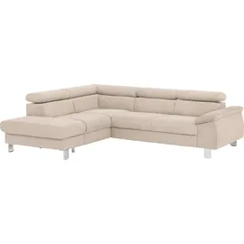 Cotta Ecksofa »Komaris L-Form, B: 249 cm« mit Kopfteilverstellung, optional Bettfunktion, Bettkasten & Licht beige
