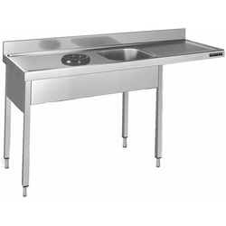 Distform Spüle mit Becken und Rand -Design, Edelstahl, Tiefe 600 mm, Abtropffläche rechts.