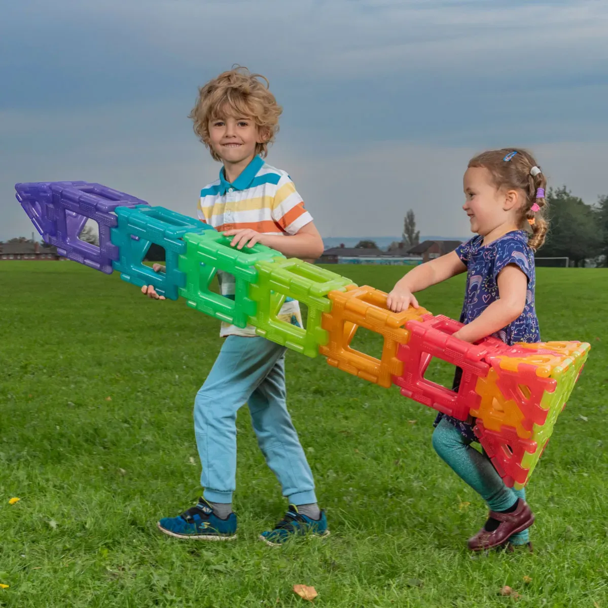 Polydron Large Transparent Set Konstruktionsspielzeug 60 Teile - Magnetische Bausteine, Pädagogisch, Farbig durchsichtig