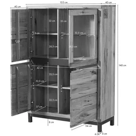 Massivmoebel24 Highboard 103 x 148 x 40 cm Bianco Geölt / Beige