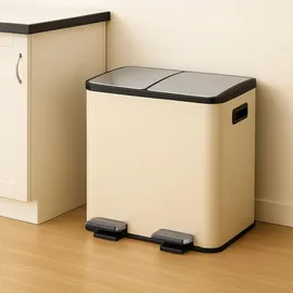 Relaxdays Mülleimer 15 l Beige/Silber
