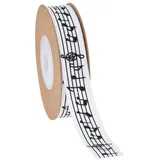 LUMoony Musiknotenbänder 10 m Bänder Mit Musiknoten Musiknoten-Band dekoratives Baumwollband 15mm Breites Musiknoten-Bastelband Bedrucktes Musiknoten-Baumwollband Für Geschenk Partydekoration