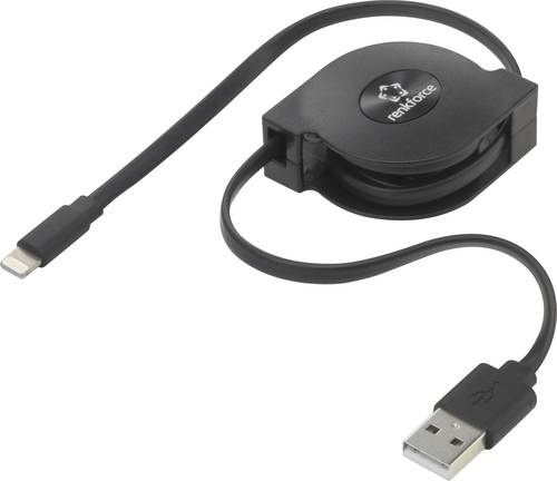 Renkforce USB-Kabel USB 2.0 USB-A Stecker, Apple Lightning Stecker 0.80m Schwarz RF-4352330