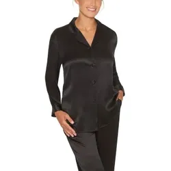 Lady Avenue Pure Silk Basic Pyjamas Schwarz Seide Medium Damen