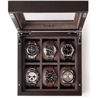 TAWBURY Uhrenbox Holz 6 Uhren - Luxuriöse Uhrenbox mit Glasdeckel | Uhrenbox 6 Uhren | Uhrenbox Herren Holz | Uhrenbox Damen | Uhr Aufbewahrung | Uhr Etui | 6 Watch Box | Kassod-Holz