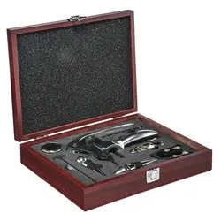 Haushalt International HI 16258 Wein Set 10tlg mit Hebel Korkenzieher in Holzkassette