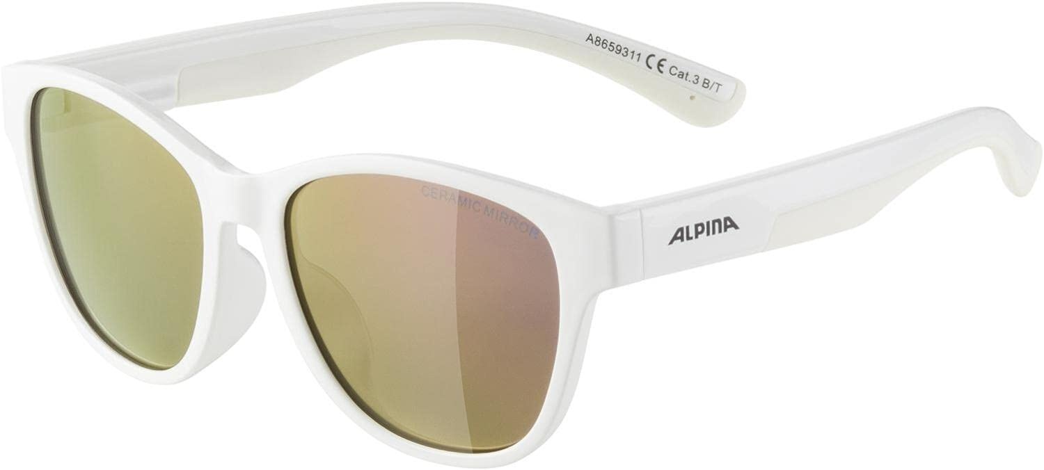 ALPINA FLEXXY COOL KIDS II - Verspiegelte und Bruchsichere Sonnenbrille Mit 100% UV-Schutz Für Kinder, white gloss, One Size