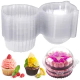 60 Stück Klare Cupcake Box, Einzelne Kuchenbehälter aus Kunststoff mit Deckel, 4.5inch Tortenbox Individuelle Kuchenboxen, Geeignet für Muffins, Salat, Käse, Geschenke