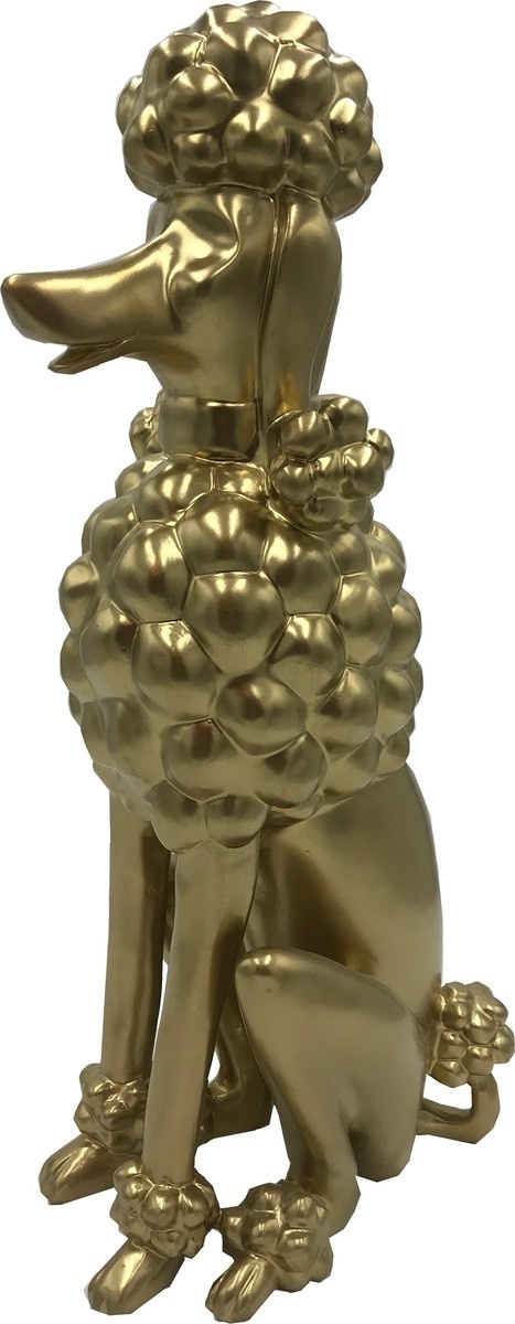 Casa Padrino Dekofigur Pudel Hund Gold H. 63 cm - Wetterbeständige Deko Skulptur - Wohnzimmer Deko - Garten Deko - Terrassen Deko