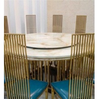 JVmoebel Esstisch, Luxus Runder Tisch Runde Tische Edelstahl Möbel Design beige