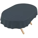 ANRO Tischdecke DanceDirty abwaschbar Leinenoptik wetterfest Falschuni Modern (Einzelstück 1-tlg, eine Tischdecke), Stofftischdecke schmutzabweisend 280x140cm Uni Dunkelblau blau Oval | 140 cm x 280 cm