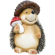 Heitmann Deco Igel mit Hut & Fliegenpilz – Herbstdeko ca. 18 cm, niedliche Dekofigur für Fensterbank, Flur & Tisch - für Zuhause & zum Verschenken