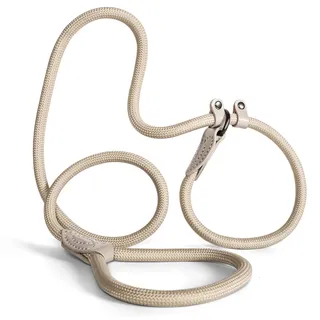 Retrieverleine 150 cm für große & kleine Hunde – Halsband mit integrierter Leine – Slip Leash & Trainingsleine Hund – Führungsleine für Labrador & Retriever - Ruckdämpfer (Taupe, ab 15 Kg)