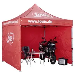 Louis Pavillon 3X3 Meter mit drei Wänden rot/weiß rot