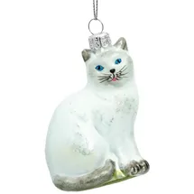 SIKORA Katze Glas Figur Weihnachten Anhänger Ornament - Meisterstücke - BS705, Variante:weiß