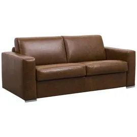 vente-unique Schlafsofa mit Matratze 3-Sitzer - 100% Büffelleder - Vintage-Optik - Matratze 16 cm - DELECTEA II