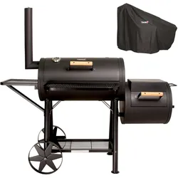 TAINO Yuma Massiver Smoker BBQ GRILLWAGEN Holzkohle Grill 90 kg 3,5mm Set Haube