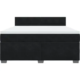 vidaXL Boxspringbett mit Matratze Schwarz 180x200 cm Samt