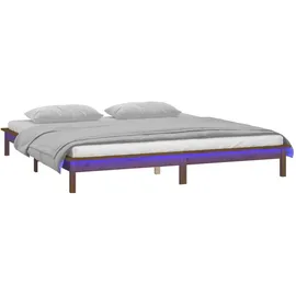 vidaXL Massivholzbett mit LEDs Honigbraun 140x190 cm