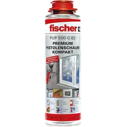PU-Schaum Pistolenschaum, fischer, 1K Pistolenschaum PUP 500 G Kompakt, betongrau, Baustoffklasse B2, 500ml