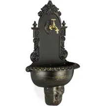Relaxdays Wandbrunnen XL Antik Braun, Gold
