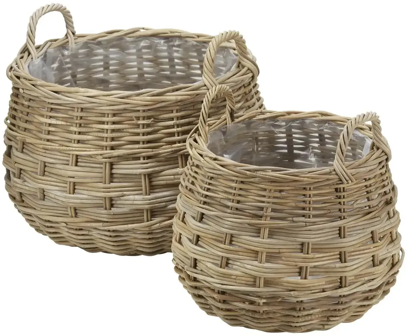 Pflanzkorb  2er Set   , braun , Rattan,Kunststoff , Maße (cm): H: 44  Ø: 56