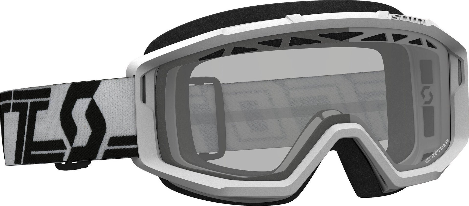 Scott Primal Enduro wit/zwarte Motorcross Goggles, zwart-wit Voorman