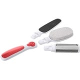 vendify® 3er Pediküre-Set Hornhauthobel Hornhautentferner, mehrere Aufsätze, Hornhaut Raspel, Entferner harte Haut, Fussfeile Hilfsmittel, Bimsstein fein und grob (Rot)