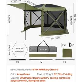 Vevor Pop-up-Pavillon 3 x 3 m Grün