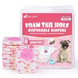 Pet Soft Hundewindeln für Hündinnen, 40 Stück Einweg-Windeln für Hunde&Katzen, Hochsaugfähige Katzenwindeln Läufigkeitshose für Hündinnen mit verstellbarem Schwanzloch (M-40 Stück)