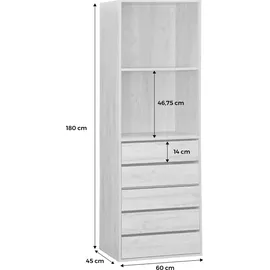 sweeek - Ankleidemodul mit 5 Schubladen und 2 Regalen - Weiß - Weiß