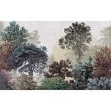 KOMAR Vliestapete, Blau, Grün, Weiß, Bäume, 400x250 cm, Fsc, Tapeten Shop, Vliestapeten