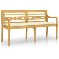 VidaXL Batavia-Bank mit Creme Kissen 150 cm Massivholz Teak