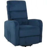 Mendler Fernsehsessel HWC-K62, Relaxsessel TV-Sessel Liege, Liegefunktion Aufstehhilfe, Metall Stofff/Textil Cord - blau