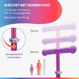 fun pro ONE Deluxe Kinder Roller – 3 Räder, 3-6 Jahre, Klappbar Höhenverstellbar, LED-Räder, Schwerkraftlenkung, bis 50 kg, Scooter Kinder, ... - Violett