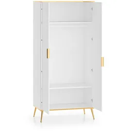 Feldmann-Wohnen Drehtürenschrank Viterbo 92 x 195 x 53 cm Weiß/Gold