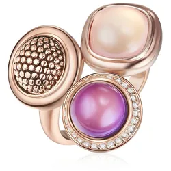 Lulu & Jane Ring Metall-Legierung Glas in Roségold 58 Damen 