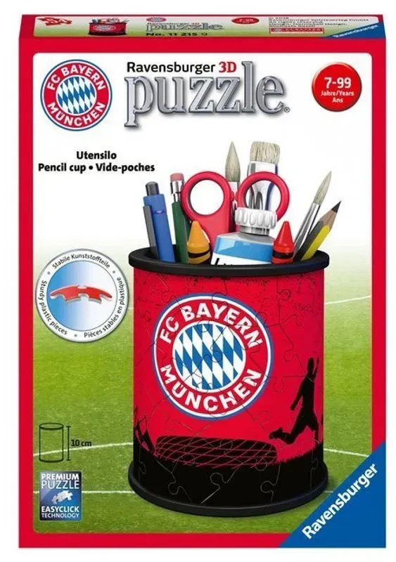 Ravensburger 3D Puzzle 11215 - Utensilo Fc Bayern - 54 Teile - Stiftehalter Für Fc Bayern München Fans Ab 6 Jahren  Schreibtisch-Organizer Für Kinder