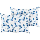 Beliani Kissenbezug Torbora 40 x 60 cm Blau/Weiß