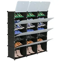Loywe Schuhbox Schuhschrank mit 12 Fächern, Aufbewahrungsbox für Schuhe (set, Würfelregal mit Tür), für Schlafzimmer, Flur, Eingang 120 x 30 x 120 cm schwarz