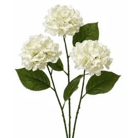 Decoris Kunstblumen Hortensie mit Stiel 66cm künstliche Seidenblumen Dekoblumen Blumendeko Weiß